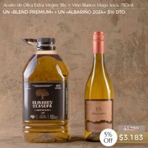 ¡PROMOCIÓN! Un «BP» 3lts. + Un «ALBARIÑO 2024» Hugo Soca. 750ml. Dto. 5%.