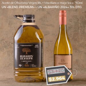 ¡PROMOCIÓN! Un «BP» 3lts. + Un «ALBARIÑO 2024» Hugo Soca. 750ml. Dto. 5%.