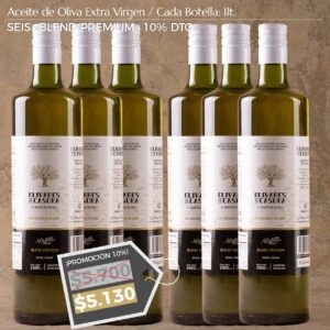 ¡PROMOCIÓN! Aceite de Oliva Extra Virgen «Blend Premium» Dto. 10%. Seis Botellas 1lt.