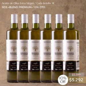 ¡PROMOCIÓN! Aceite de Oliva Extra Virgen «Blend Premium» Dto. 10%. Seis Botellas 1lt.