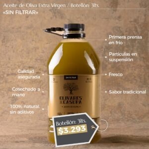 Aceite de Oliva Extra Virgen «Sin Filtrar» 3lts.