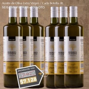 ¡PROMOCIÓN! Aceite de Oliva Extra Virgen «Sin Filtrar» Dto. 10%. Seis Botellas 1lt.